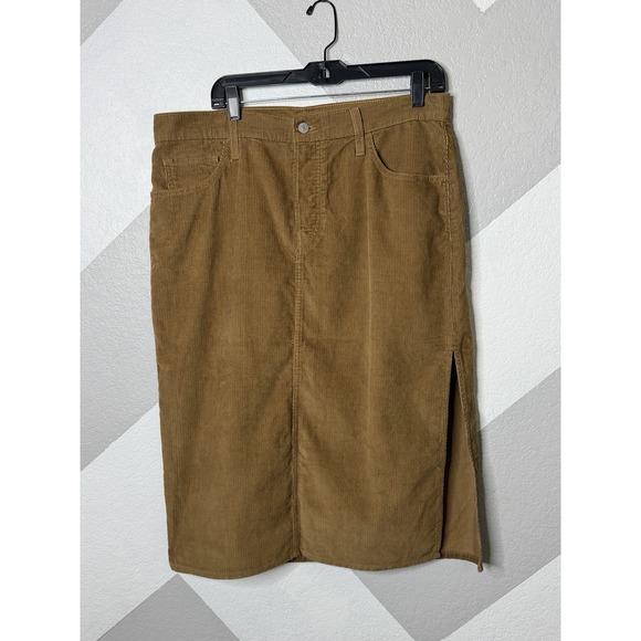 Levi's Womens Brown Corduroy Side Slit Midi Skirt Size 32 - Picture 3 of 13